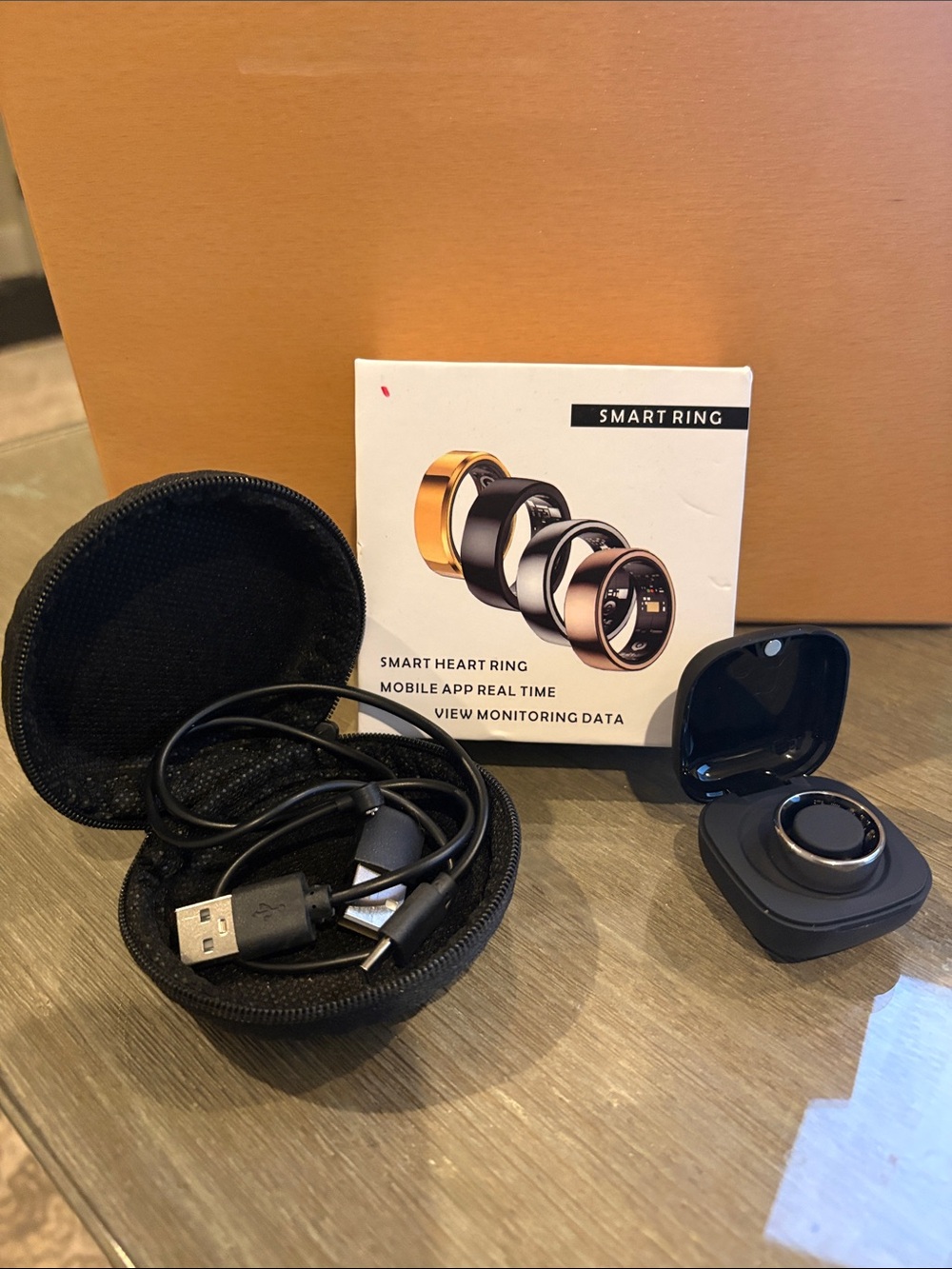 Silver Smart Ring with Charging Case - Smart Ring